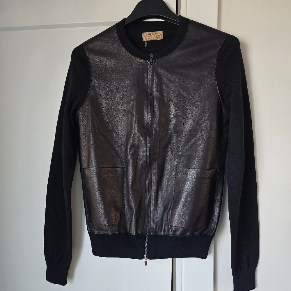 Falconeri Black Leather and Knit Jacket